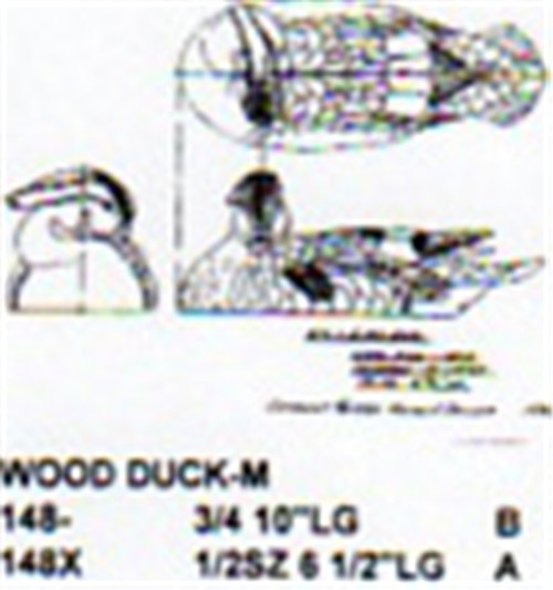 Wood Duck Male On Water-Preening Carving Pattern showing the 3/4 size  and 1/2 size Stiller patterns.