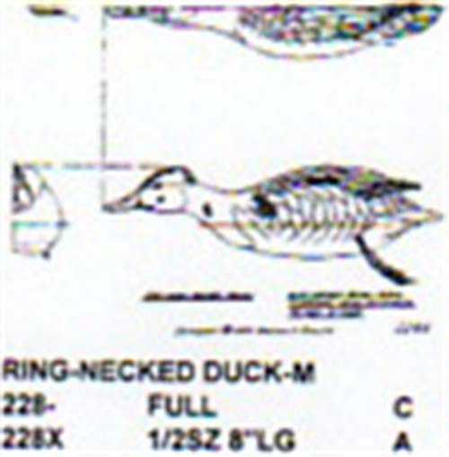 Ring Necked Duck Male Swimming/Head Extended Carving Pattern showing the full and half size Stiller patterns.