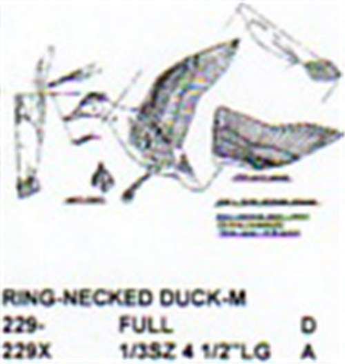 Ring Necked Duck Male Flying/Landing Carving Pattern showing the two different sizes of the Stiller pattern.