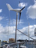 MK4 Wind Generator arch-mounted aboard Dick and Gerlinda Vanderheidewijma's 35' Island Packet "Windependence"