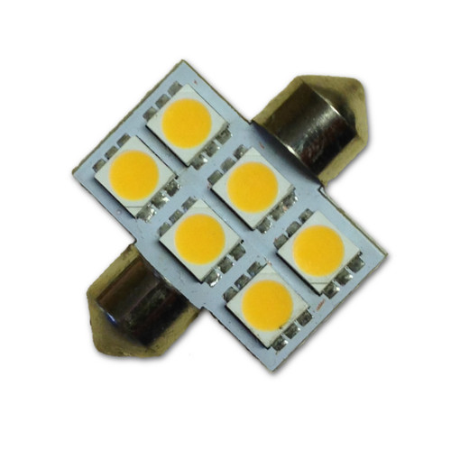 TuningPros LEDSTL-42M-WS6 Step Light LED Light Bulbs Festoon 42mm 6 SMD LED White 2-pc Set 