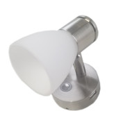 Brushed Nickel Bulkhead Reading Lamp with 2A USB Charge Port