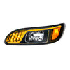 31073-UP Black LED Headlight With LED Turn, Position, & DRL For Peterbilt 386 (2005-2015) & 387 (1999-2010)- Driver