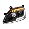BLACK LED HEADLIGHT W/SEQUENTIAL LED TURN SIGNAL FOR PETERBILT 579 (2012-21) & 587 (2010-16) - DRIVER