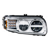 CHROME LED HEADLIGHT WITH LED TURN & POSITION LIGHT BAR FOR PETERBILT 388(2008-2015) & 389(2008-2023)- PASSENG