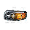 BLACKOUT LED HEADLIGHT WITH LED TURN & POSITION LIGHT BAR FOR 2008-2023 PETERBILT 389- PASSENGER