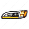 BLACK PROJECTION HEADLIGHT WITH LED SEQUENTIAL TURN & DRL FOR 2005-2015 PETERBILT 386 - DRIVER