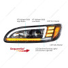 BLACK PROJECTION HEADLIGHT WITH LED SEQUENTIAL TURN & DRL FOR 2005-2015 PETERBILT 386 - DRIVER