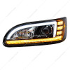 BLACK PROJECTION HEADLIGHT WITH LED SEQUENTIAL TURN & DRL FOR 2005-2015 PETERBILT 386 - DRIVER