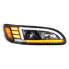 BLACK PROJECTION HEADLIGHT WITH LED SEQUENTIAL TURN & DRL FOR 2005-2015 PETERBILT 386- PASSENGER