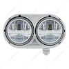 HEADLIGHT ASSEMBLY WITH 304 SS HOUSING & LED HEADLIGHTS WITH CHROME INNER BAR FOR PETERBILT 359 - PASSENGER