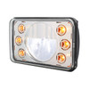 ULTRALIT - 4" X 6" LED HEADLIGHT WITH DUAL FUNCTION 6 AMBER LED POSITION LIGHTS - HIGH BEAM
