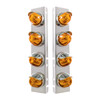 SS FRONT AIR CLEANER BRACKET WITH 8X GLASS WATERMELON LIGHTS & SS VISORS FOR PETERBILT -AMBER LENS