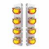 SS FRONT AIR CLEANER BRACKET WITH 8X 9 AMBER LED WATERMELON GLOLIGHT & VISORS FOR PETERBILT-AMBER LENS