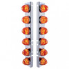 37290-UP SS FRONT AIR CLEANER BRACKET WITH 12X LED WATERMELON LIGHTS & SS BEZELS FOR PETERBILT-AMBER LED/DARK AMBER LEN