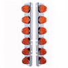 37290-UP SS FRONT AIR CLEANER BRACKET WITH 12X LED WATERMELON LIGHTS & SS BEZELS FOR PETERBILT-AMBER LED/DARK AMBER LEN