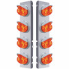 37295-UP SS FRONT AIR CLEANER BRACKET WITH 8X 17 LED WATERMELON LIGHTS & VISORS FOR PETERBILT-AMBER LED/DARK AMBER LENS
