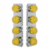 37468-UP SS FRONT AIR CLEANER BRACKET WITH 8X 19 LED BULLET STYLE LIGHTS & BEZELS FOR PETERBILT-AMBER LED & LENS