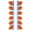 37296-UP SS FRONT AIR CLEANER BRACKET WITH 12X 19 LED WATERMELON LIGHTS & BEZELS FOR PETERBILT-AMBER LED/DARK AMBER LEN