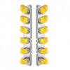 37699-UP SS FRONT AIR CLEANER BRACKET WITH 12X 19 LED WATERMELON LIGHTS & VISORS FOR PETERBILT-AMBER LED & LENS