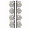 39629-UP SS FRONT AIR CLEANER BRACKET W/8X 17 AMBER LED REFL. WATERMELON LIGHTS & SS BEZELS FOR PETERBILT-CLEAR LENS
