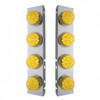 39630-UP SS FRONT AIR CLEANER BRACKET WITH 8X 17 AMBER LED REFLECTOR LIGHTS & SS BEZELS FOR PETERBILT-AMBER LENS