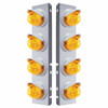 37376-UP SS FRONT AIR CLEANER BRACKET WITH 8X 17 AMBER LED DUAL FUNCTION REFLECTOR LIGHTS & VISORS FOR PETERBILT-AMBER