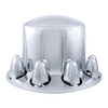 Dome Rear Axle Cover With 1-1/2"  Push-On Standard Nut Covers - Chrome