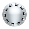 Dome Rear Axle Cover With 1-1/2"  Push-On Standard Nut Covers - Chrome
