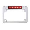 Chrome Motorcycle License Plate Frame With 3rd Brake Light - Red LED/Red Lens