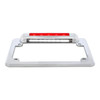 Chrome Motorcycle License Plate Frame With 3rd Brake Light - Red LED/Red Lens