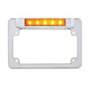 Chrome Motorcycle License Plate Frame With Auxiliary Light - Amber LED/Amber Lens