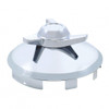 6 Uneven Notched Stainless Front Hubcap With 3 Bar Left Swing Spinner - 1" Lip