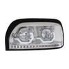 Chrome Headlight With LED Turn Signal & Light Bar For 1996-2010 Freightliner Century - Driver