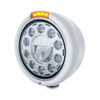 Stainless Classic Headlight 11 LED Bulb & Dual Mode LED Signal - Amber Lens