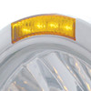 Stainless Steel Bullet Half Moon Headlight H4 With 10 Amber LED & Signal - Amber Lens