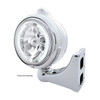 Chrome Guide 682-C Headlight H4 With White LED & Dual Mode LED Signal - Clear Lens