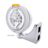 Stainless Steel Classic Headlight H4 With 34 White LED & Dual Mode LED Signal - Amber Lens