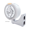 Stainless Steel Classic Half Moon Headlight H4 With White LED & Dual Mode LED Signal-Clear Lens