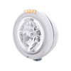 Stainless Steel Classic Headlight H4 With 34 White LED & Dual Mode LED Signal - Clear Lens