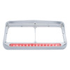 14 LED Chrome Rectangular Dual Headlight Bezel With Visor - Red LED/Clear Lens