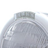 Stainless Steel Classic Half Moon Headlight H6024 Bulb & LED Turn Signal - Clear Lens