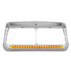 Chrome Rectangular Dual Headlight Bezel With Visor & 19 LED Light Bar - Amber LED/Amber Lens