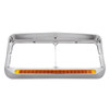 Chrome Rectangular Dual Headlight Bezel With Visor & 19 LED Light Bar - Amber LED/Amber Lens