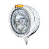 SS Classic Embossed Stripe Headlight H4 With Amber LED & Dual Mode LED Signal -Amber Lens