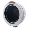 Stainless Steel Bullet Classic Headlight No Bulb With Turn Signal Light - Amber Lens