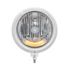 Chrome Classic Headlight H4 Bulb With 6 Amber LED