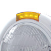 Stainless Steel Classic Headlight 6014 Bulb & LED Turn Signal - Amber Lens