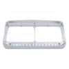 14 LED Chrome Rectangular Dual Headlight Bezel With Visor - White LED/Clear Lens