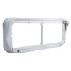 14 LED Chrome Rectangular Dual Headlight Bezel With Visor - White LED/Clear Lens